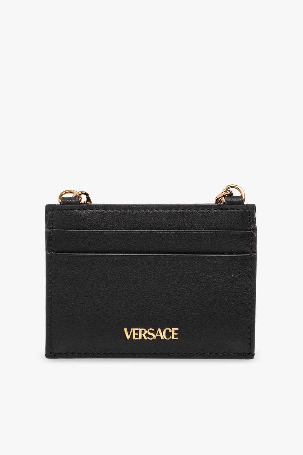 Black Leather wallet on chain Versace
